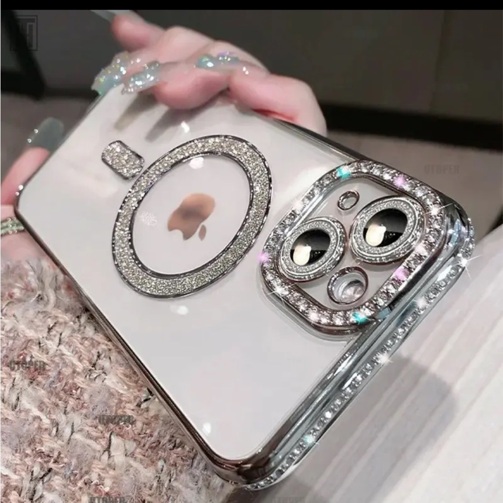 iPhone Silver Glitter Case 14, Phone Accessories, Phone Case